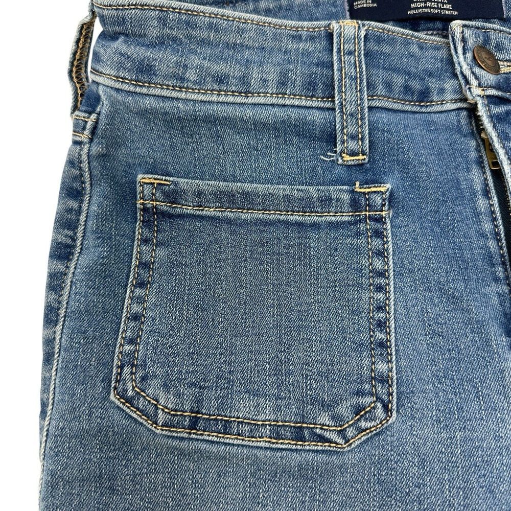Hollister Jeans Womens High Rise Flare Light Wash Fade Stretch Denim 27R - Picture 9 of 11